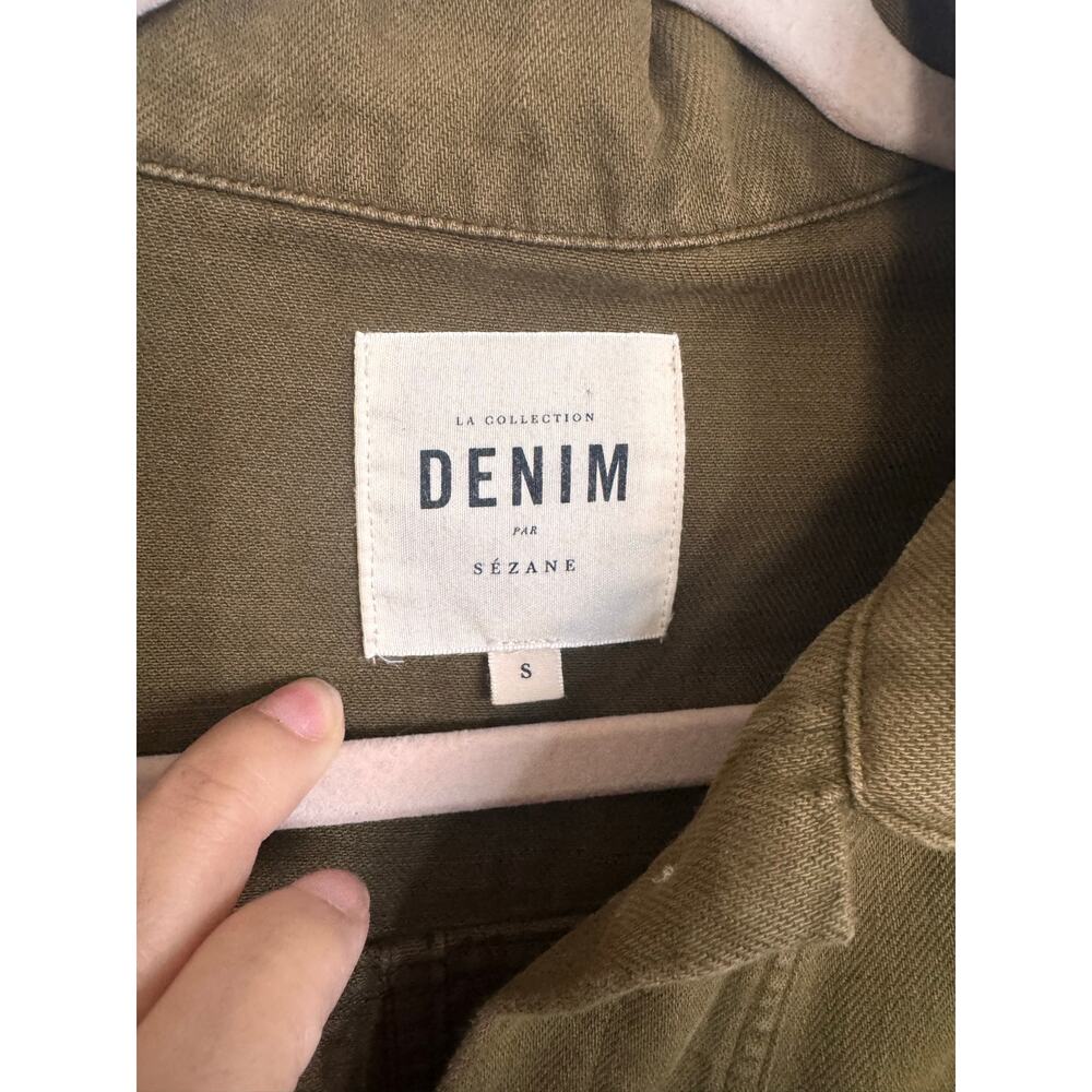 Sezane Denim Will Jacket In Khaki Green Small - Picture 7 of 9